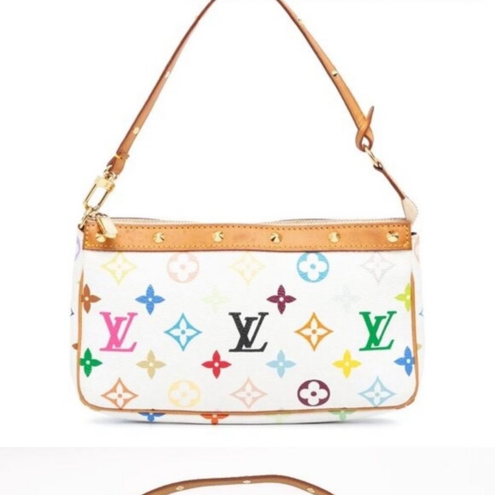 Louis Vuitton Multicolor Monogram Clutch with Tan Strap